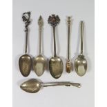 A Collection of Victorian and later Teaspoons including enamel 'Exeter Cathedral', 63g