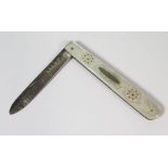 A Victorian Silver and Mother of Pearl Fruit Knife, Sheffield 1898, J.F