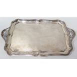 A Nineteenth Century Russian Silver Two Handled Tray, St. Petersburg, I.N, 581g, 36 x23cm