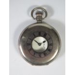 A Silver Cased Half Hunter Keyless Pocket Watch Birmingham 1928 (not running) and Oris steel cased