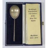 A Cased Elizabeth II Silver 'Mayflower' Reproduction 17th century silver slip top spoon, London