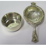 A George VI Silver Tea Strainer in stand, Birmingham 1948, Adie Bros. Ltd., 72g