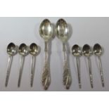 A Pair of Silver Commemorative 'Birth'Spoons and six coffee spoons, 114g