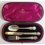 A Cased Matched Silver Flatware Christening Set, 62g weighable silver