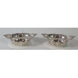 A Pair of Pierced Sterling Silver Oval Dishes, 44g, 96 x 62mm