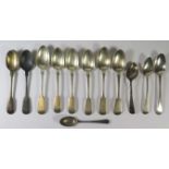 A Collection of Silver Teaspoons including Exeter, 243g