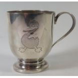 A George VI Silver Christening Mug, decorated with a duck, Birmingham 1937, Elikington & Co., 90g