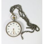 An Omega Silver Cased Open Dial Keyless Pocket Watch, movement no. 5604779, Birmingham 1899, winds