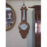 A Small Oak Cased Banjo Barometer