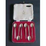 An Elizabeth II Cased Silver Set of Six Coffee Spoons, Sheffield 1966, Viners Ltd., 73g