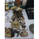 A Selection of Brassware including Indian jardiniere on stand, inkwell, vases and various