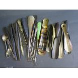 A Large Collection of Old Shoe Horns, button hooks etc.