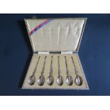 A George V Cased Set of Six Silver Coffee Spoons, London 1936, S&SLD, 57g