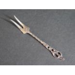 A Norwegian Silver Rokokko Bread or Pickle Fork by Theodore Olsens, 8g