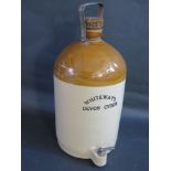 A Large Whiteway's Devon Cider Stoneware Flagon with tap, 45cm to handle