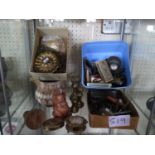 A Collection of Oddments including 19th century shell cameo mounted box, horse brasses, corkscrews