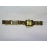 An Accurist 9ct Gold Wristwatch on 9ct bracelet (damaged), 25.6g gross weight without movement and