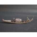 A White Metal Filigree Gondola Ornament