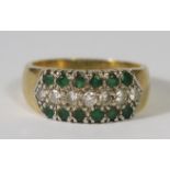 An 18ct Gold, Emerald and Diamond Ring, 6.2g, size P