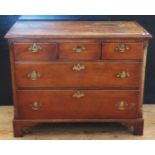 A Small 18th Century Elm Chest of Drawers with canted corners, 98(w) x 78(h) x 50(d) cm