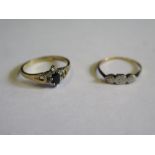 An 18ct Gold and Platinum Diamond Ring 1.3g and 9ct gold dress ring 1.7g