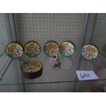 A Collection of Boxed Wade Disney Figures including No. 1 Lady, No.3 Jock, No.4 Dachsie, No.5 Bambi,