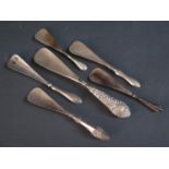 A Collection of Six Silver Handled Shoe Horns