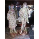 A Pair of 19th Century Biscuit Figures, 43cm A/F