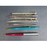 A Collection of Propelling Pencils including two silver and ballpoints