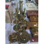 A Collection of Brassware including lamp, candlesticks, etc.