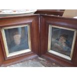 A Pair of 18/19th Century Prints 14 x 11.5cm with oak glazed frames