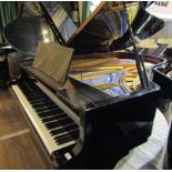 Blüthner (c1976) A 6ft grand piano in a bright ebonised case on square tapered legs.