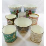 Five 19th century porcelain mugs,