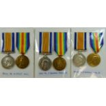 Three pairs of WWI War and Victory medals,