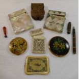 Three 19th century card cases, comprised of a mother of pearl example,