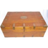 A 19th century middle Eastern brass bound campaign chest,