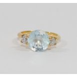 An Italian aquamarine and diamond ring,