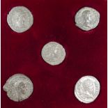 Five Roman silver coins including exampl