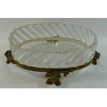 A oval Baccarat ormolu mounted glass dis