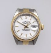 Rolex, Datejust, a lady's steel and gold wristwatch.
