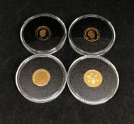 Jubilee Mint, four QEII commemorative coins including centenary of WWI in 9ct gold.