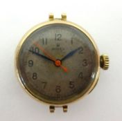 Rolex, a ladies vintage 9ct gold wristwatch with red seconds hand (lacks bracelet), case diameter
