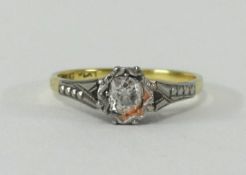 An 18ct single stone diamond ring, size N.