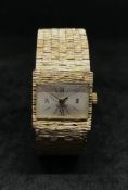 Incabloc, Swiss ladies gold wristwatch with bark effect gold bracelet, cased marked '.375', approx