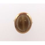 A 9ct tigers eye ring, size J.
