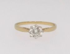 An 18ct single stone diamond ring, set with brilliant cut diamond, approx 0.50ct, colour K/l,