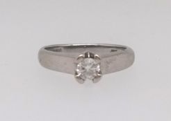 An 18ct white gold single stone diamond ring set with a brilliant cut diamond approx 0.25ct, clarity