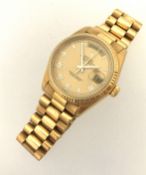 Rolex, a gents 18ct gold Day Date wristwatch, Model 18038, Serial 5349979, overhauled and serviced