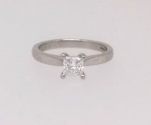 A platinum diamond solitaire ring with GIA certificate dated 2007, diamond grade I/F internally
