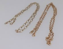 Two 9ct gold necklaces, approx 10.3gms.